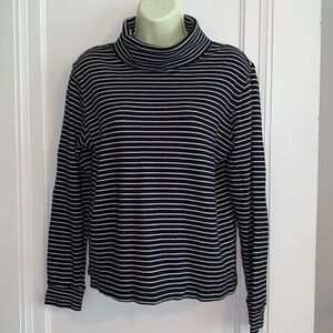 Jones New York  black & white striped knit top